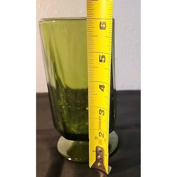 Colony Nouveau Green Glass Goblet 1970's Footed - Picture 5 of 5